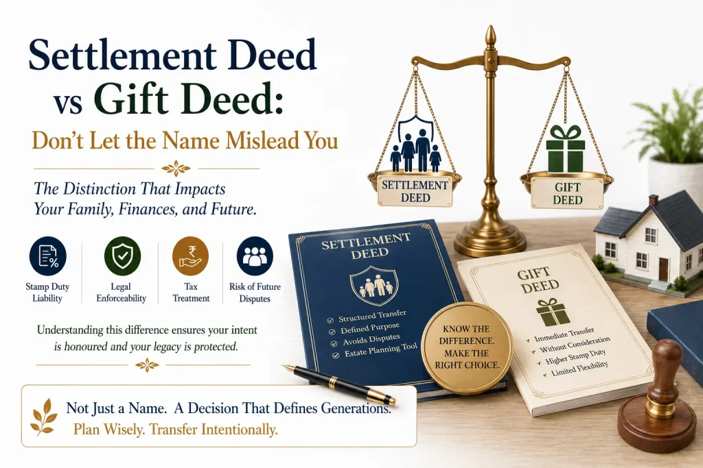 gift deed vs settlement deed India family settlement deed India gift deed for self acquired property