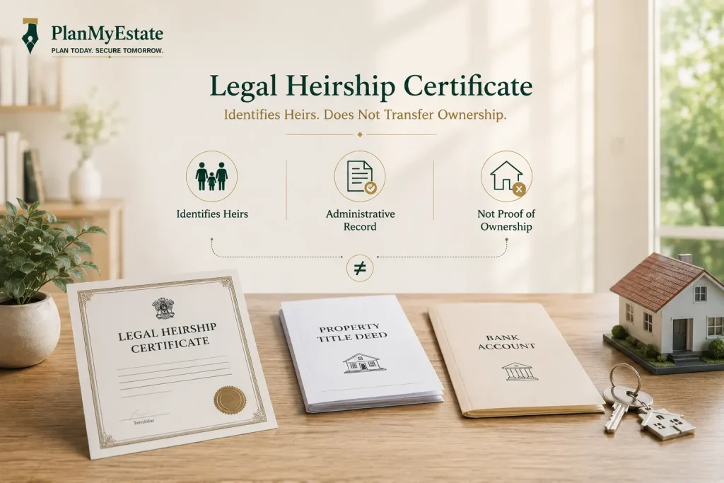 Legal heir certificate India Proof of inheritance property Succession certificate vs legal heir certificate Property transfer after death India Legal heir property rights