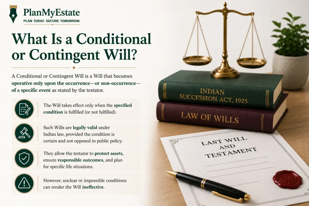conditional will in India contingent will India when does a will become operative condition vs motive in a will conditional will Indian Succession Act